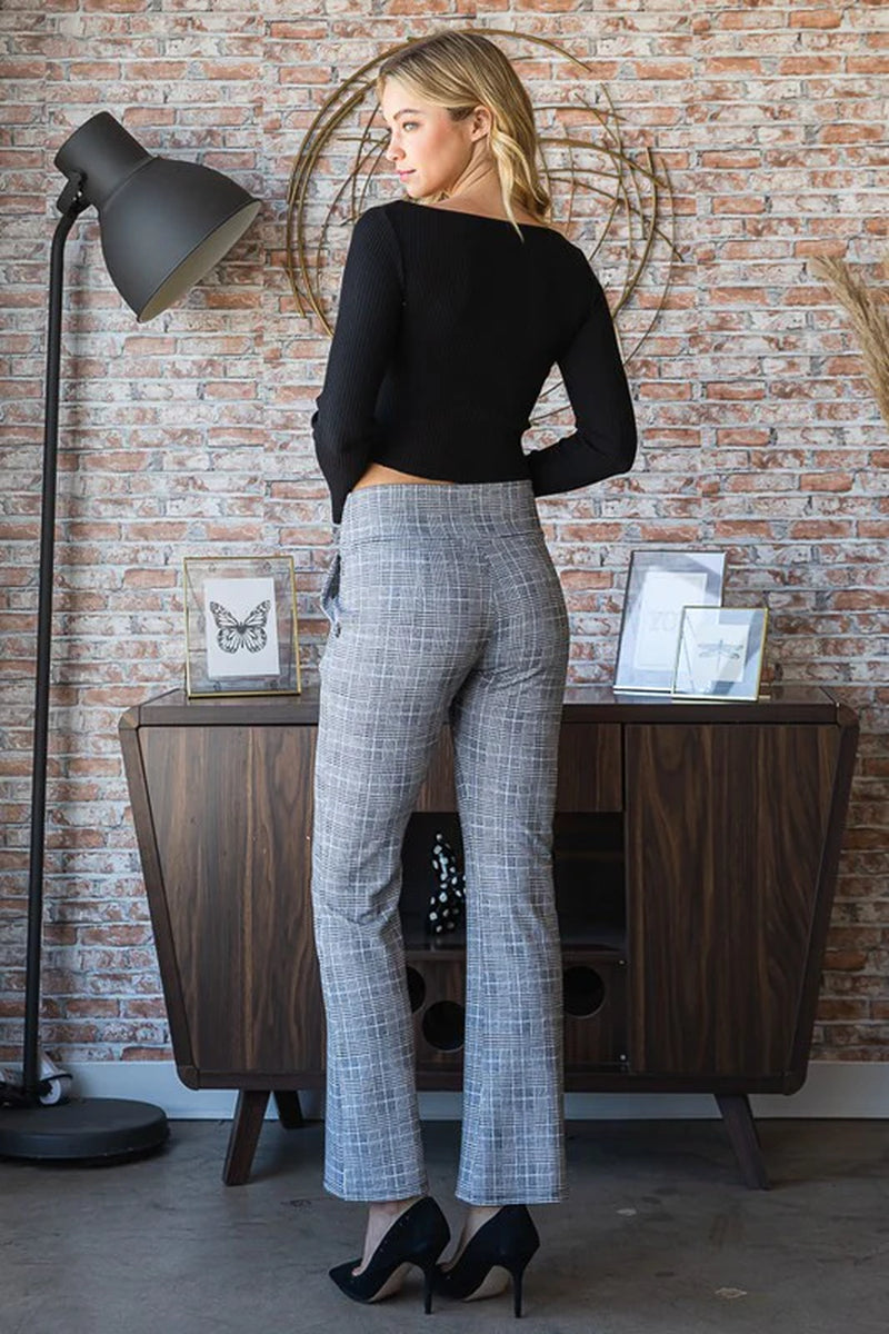 Heimish Full Size Plaid Flare Pants with Wide Waist Band plus Size
