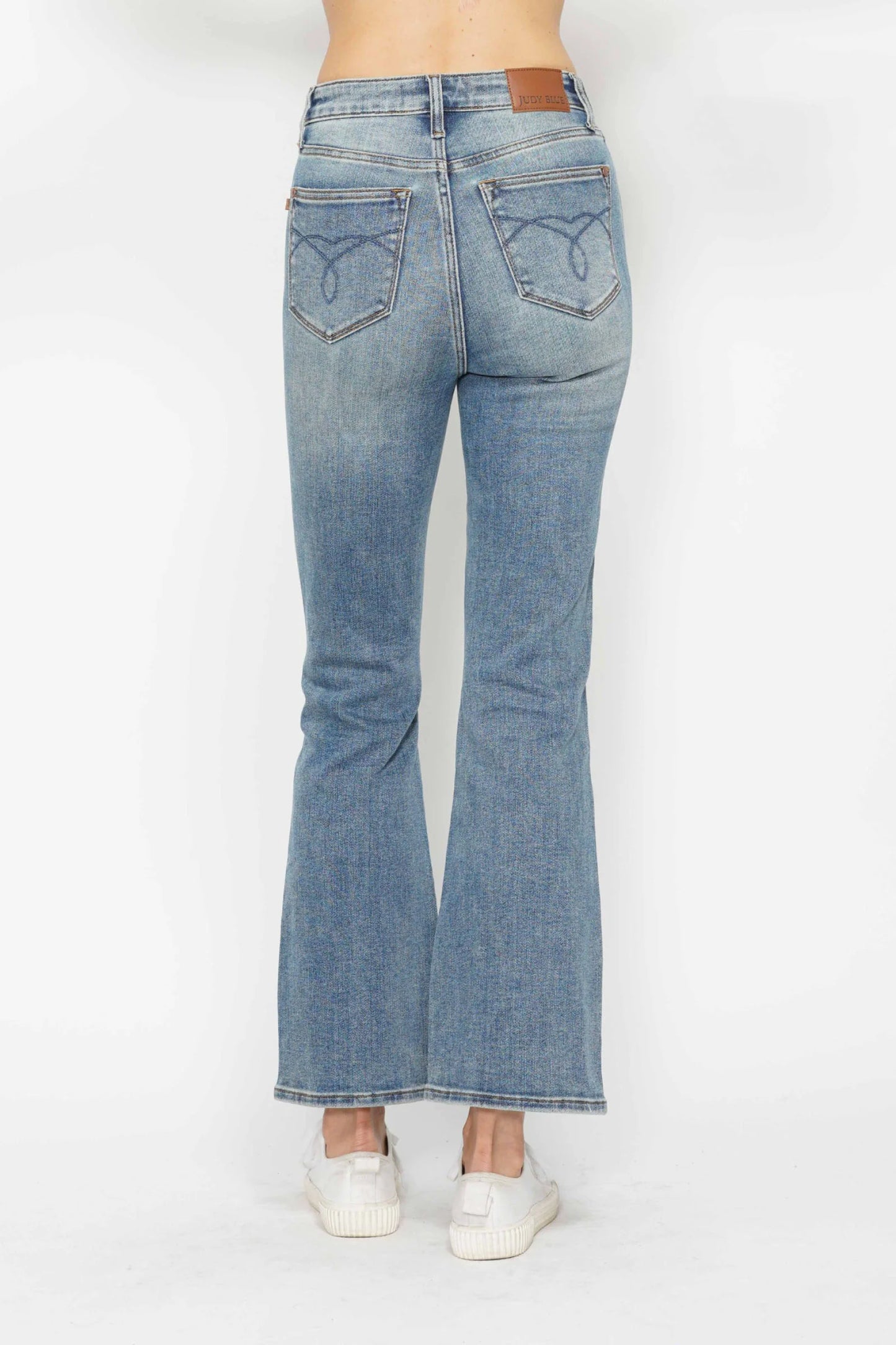 Judy Blue Full Size Tummy Control Back Embroidered Pocketed Bootcut Jeans plus Size
