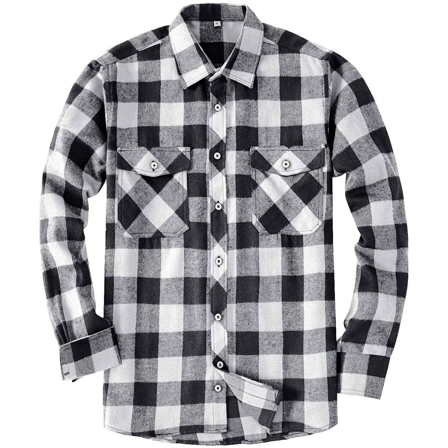 Men'S Button down Regular Fit Long Sleeve Plaid Flannel Casual Shirts