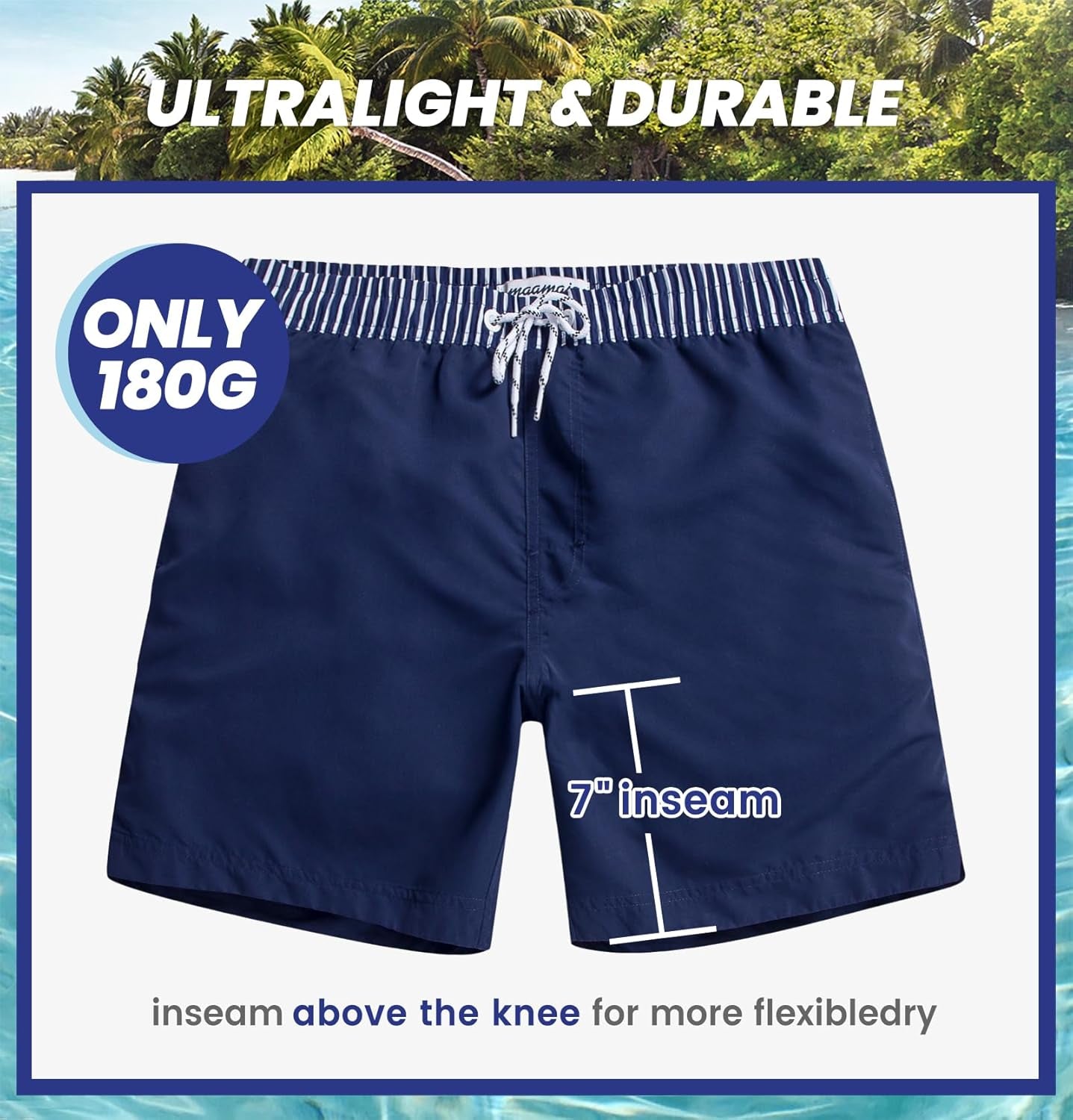 Mens Swim Trunks Quick Dry Swim Shorts with Mesh Lining Funny Swimwear Bathing Suits 7Inch