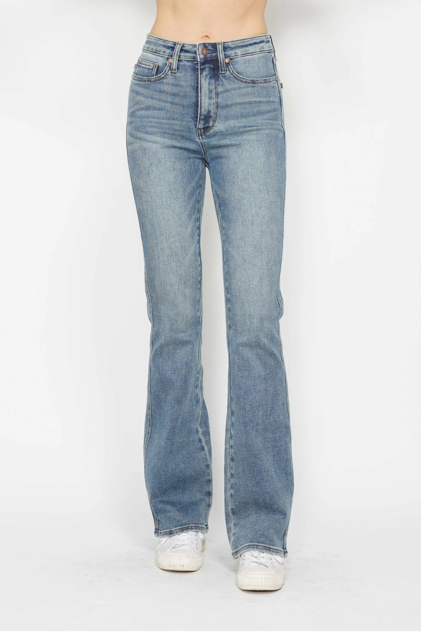 Judy Blue Full Size Tummy Control Back Embroidered Pocketed Bootcut Jeans plus Size