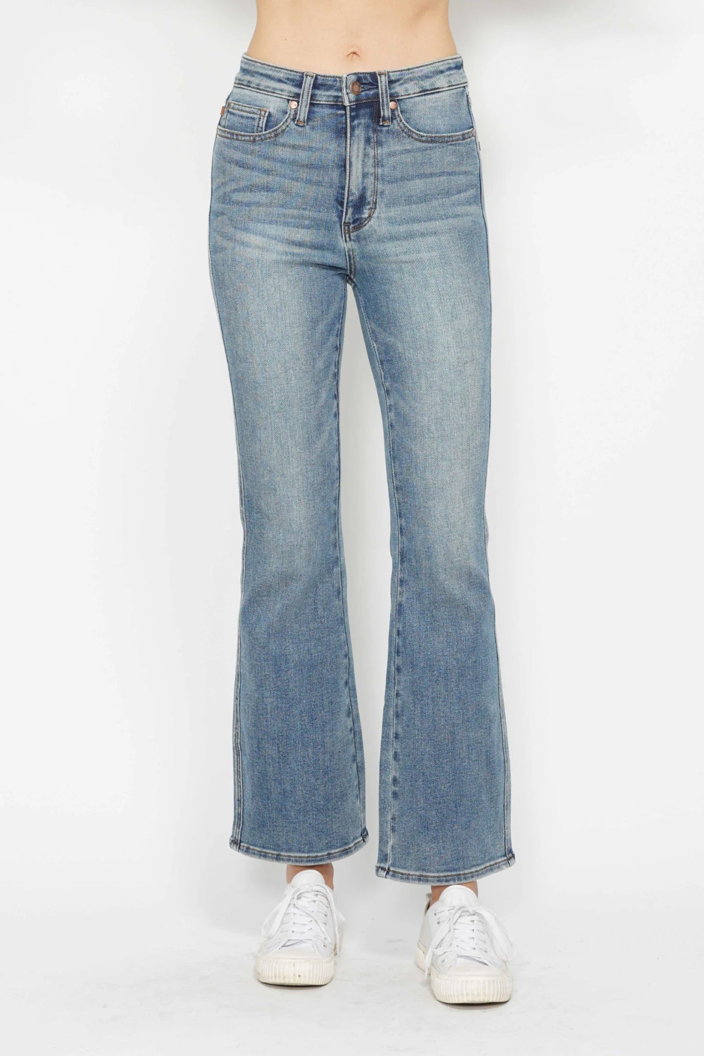 Judy Blue Full Size Tummy Control Back Embroidered Pocketed Bootcut Jeans plus Size