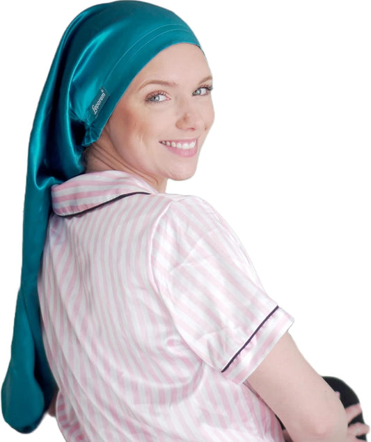 Extra Long (30 Inch) Silk Sleep Bonnet - Night Wrap for Curly, Long Hair - Sleep Cap for All Hair Types