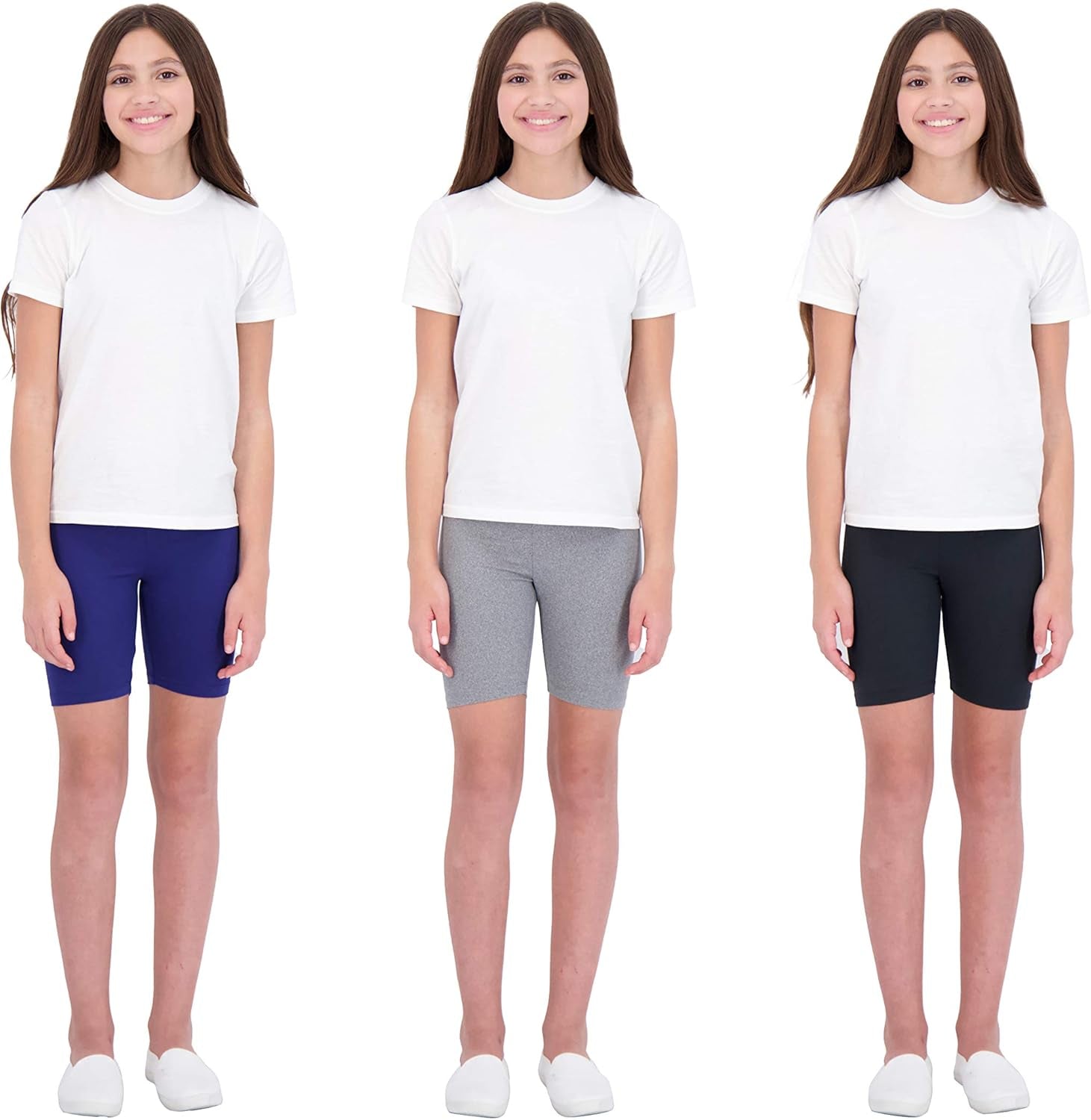Kids Girls Bike Shorts – Multipack Soft Stretchy Polyester Activewear in Fun Prints & Colors (Sizes 5-16)