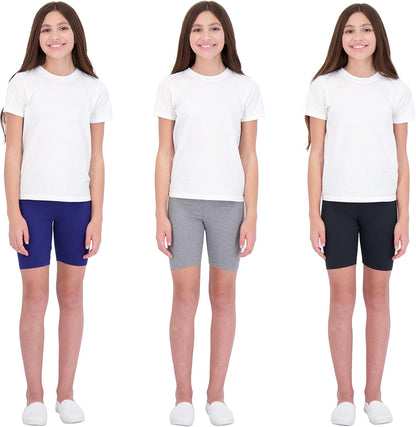 Kids Girls Bike Shorts – Multipack Soft Stretchy Polyester Activewear in Fun Prints & Colors (Sizes 5-16)