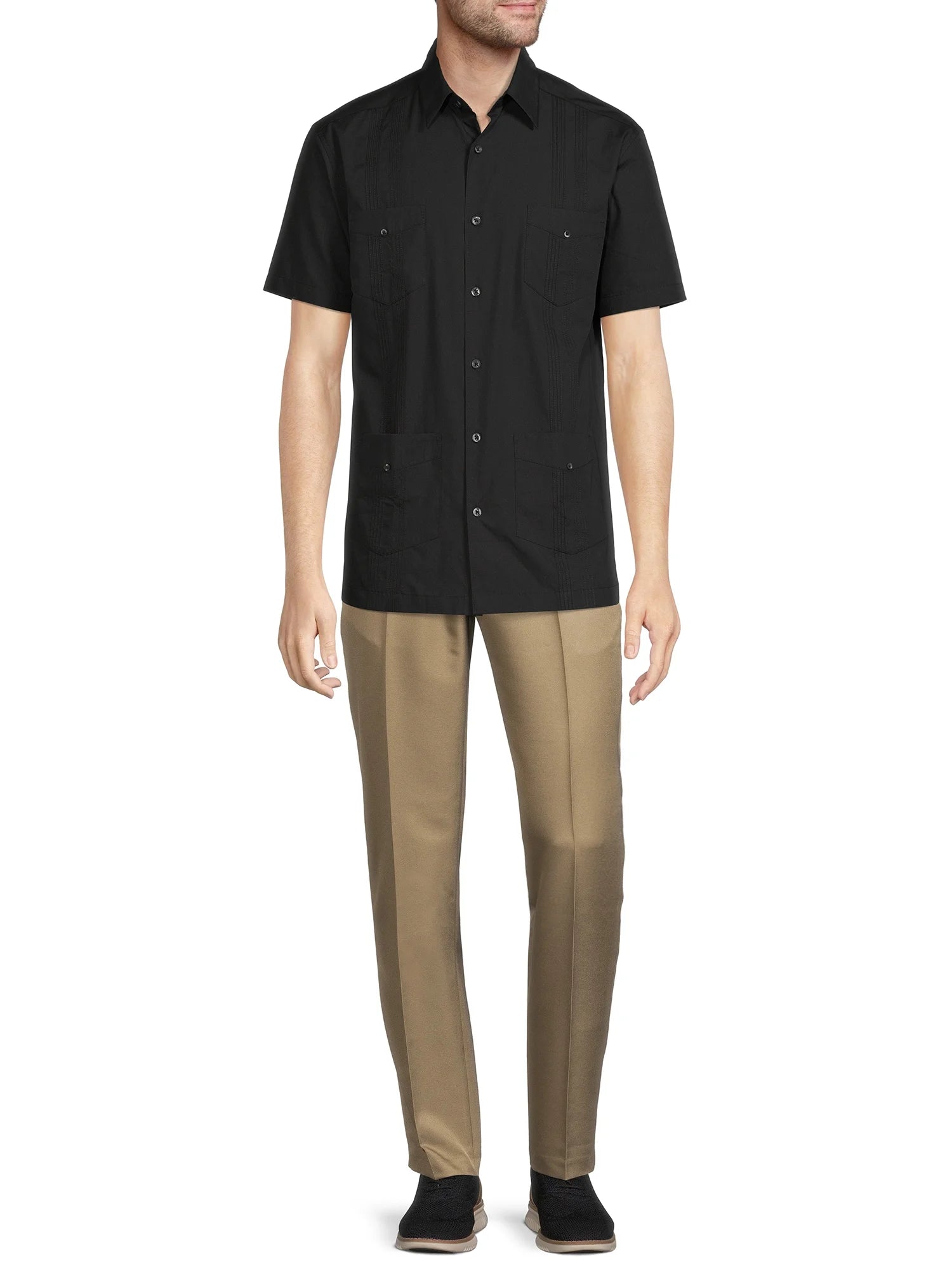 Men'S and Big Men'S Cotton Blend Pintuck Short Sleeve Guayabera Shirt, Sizes S-5XL