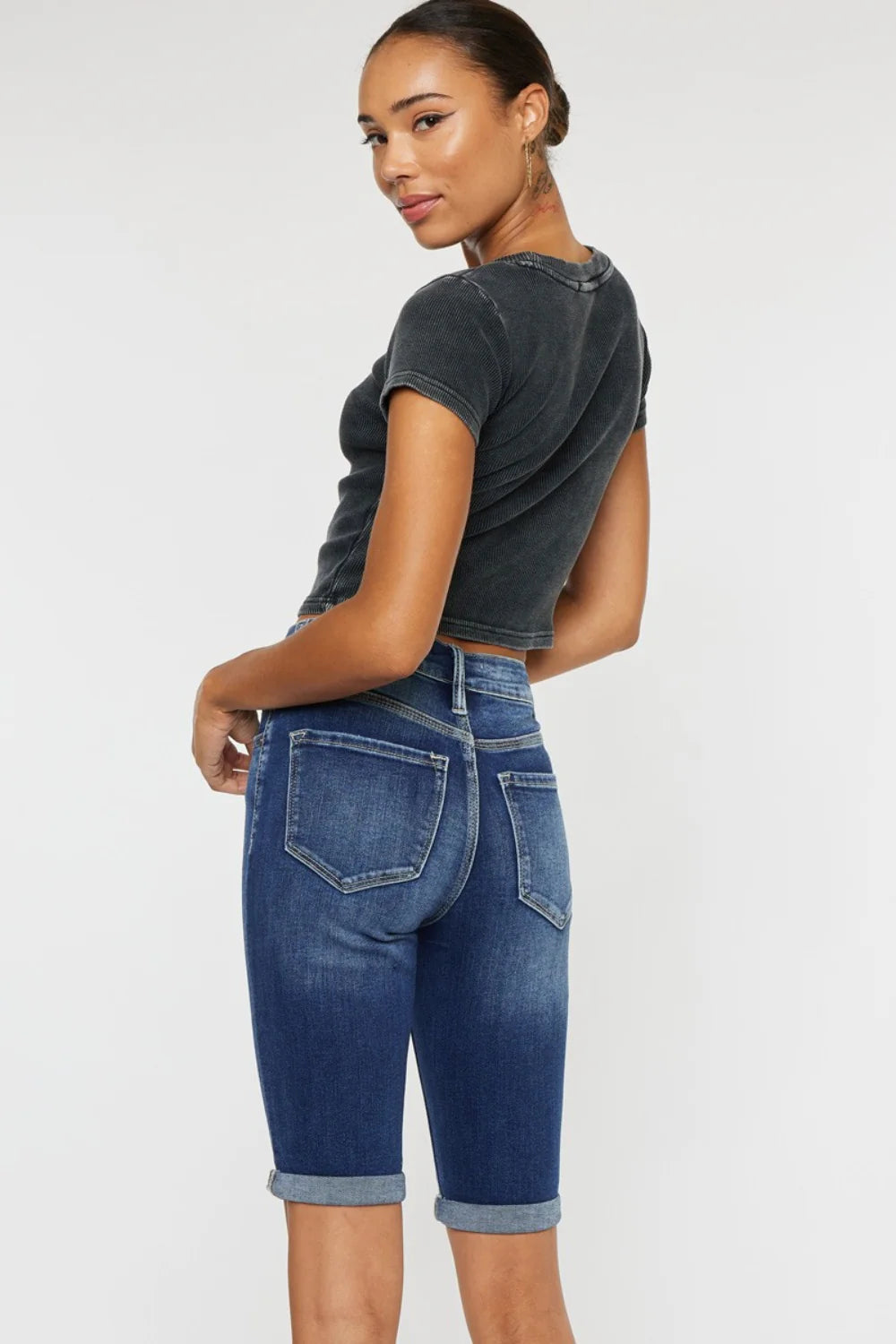 Kancan Full Size Cat'S Whiskers Button Fly Denim Shorts