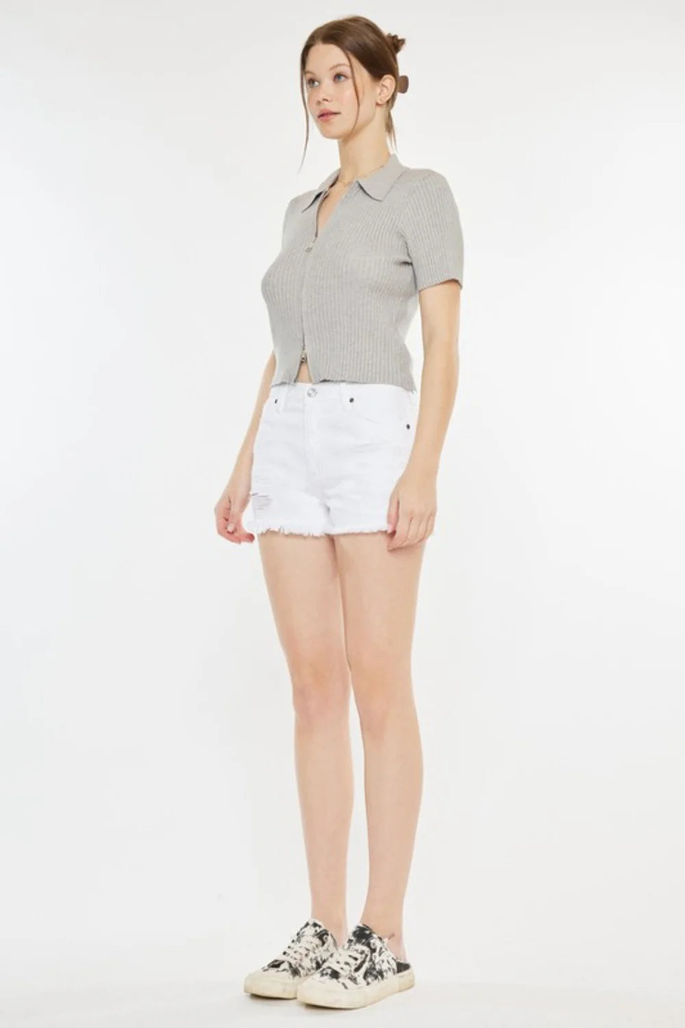 Kancan Raw Hem Distressed Denim Shorts