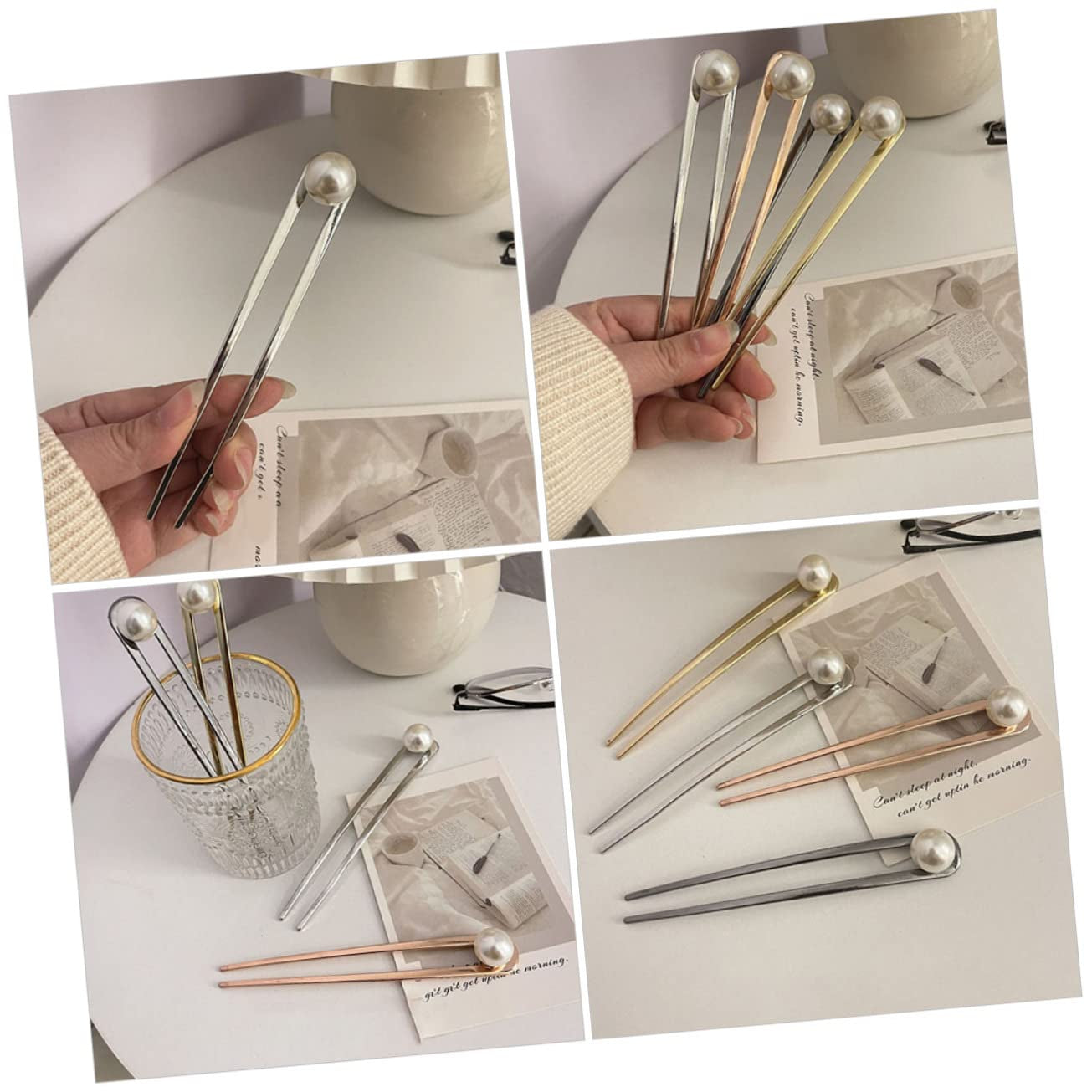2Pcs Hairpin U-Shaped Hairpin Hair Chopsticks for Women Gold Headpiece Hair Gems for Women Hair Bun Sticks Hair Sticks Bun Hair Fork Hair Forks Women'S Alloy