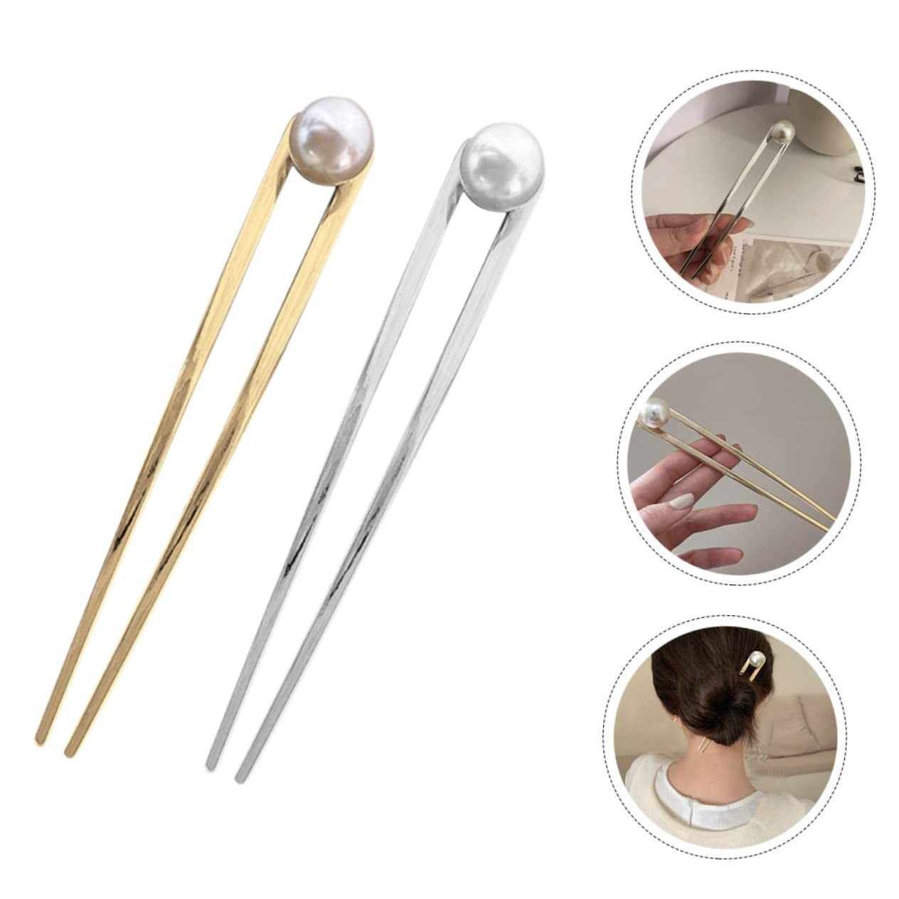2Pcs Hairpin U-Shaped Hairpin Hair Chopsticks for Women Gold Headpiece Hair Gems for Women Hair Bun Sticks Hair Sticks Bun Hair Fork Hair Forks Women'S Alloy