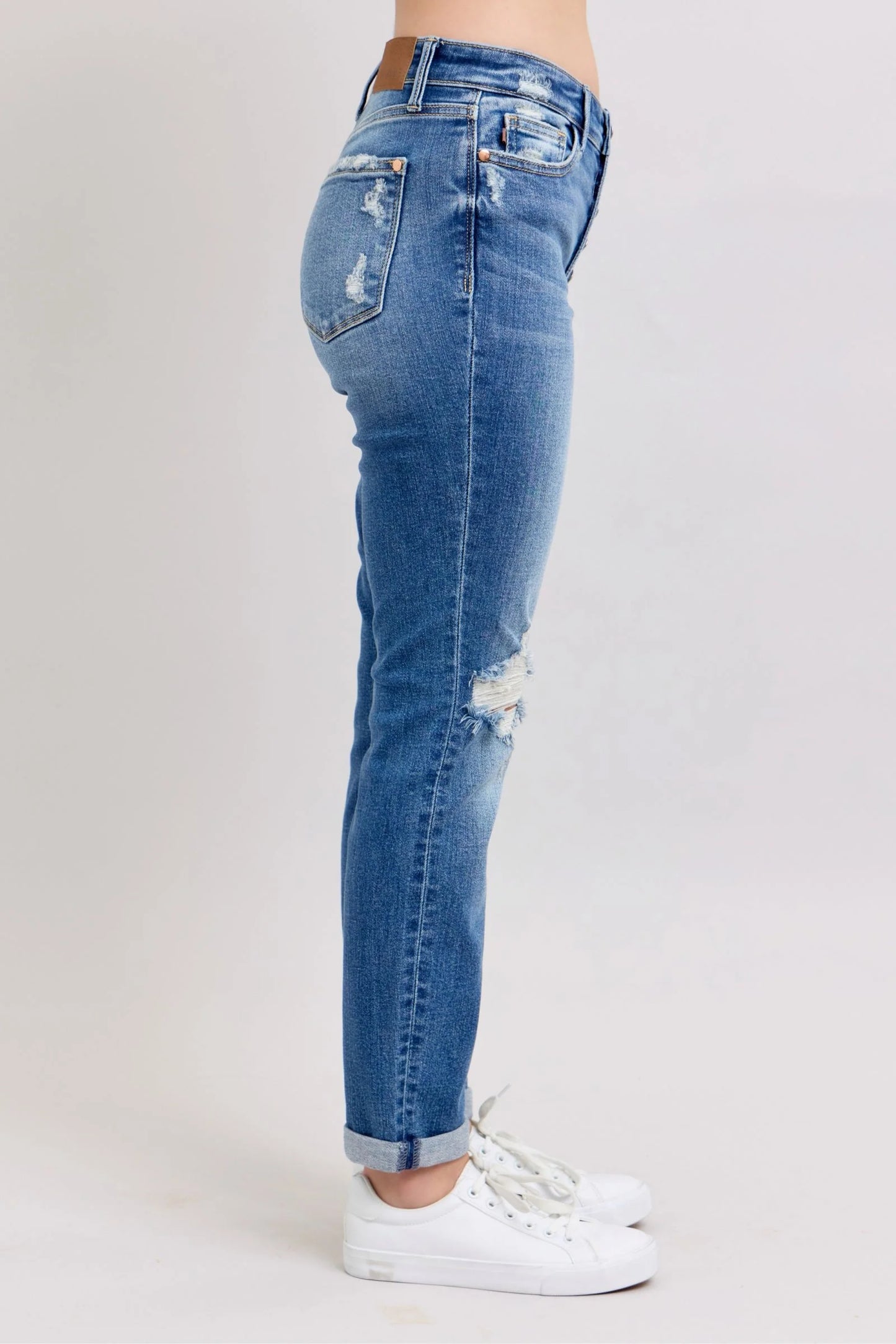 Judy Blue Full Size Button Fly Distressed Jeans with Pockets plus Size