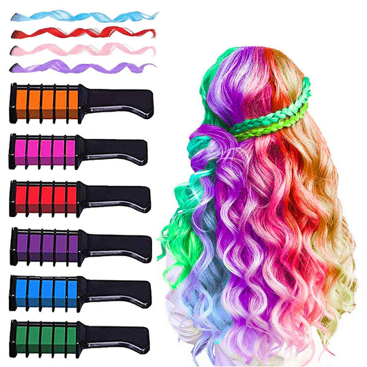 Hair Chalk - New Hair Chalk Comb Temporary Bright Washable Hair Color Dye for Girls Kids with Hair Extensions Clips - Birthday Party Christmas Gifts Toys for Girls Kids Age 6-8-10-12 Years Old