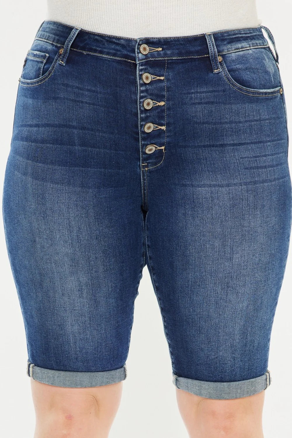 Kancan Full Size Cat'S Whiskers Button Fly Denim Shorts