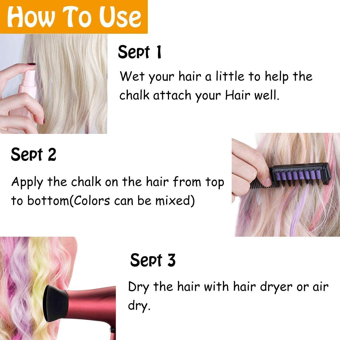 Hair Chalk - New Hair Chalk Comb Temporary Bright Washable Hair Color Dye for Girls Kids with Hair Extensions Clips - Birthday Party Christmas Gifts Toys for Girls Kids Age 6-8-10-12 Years Old