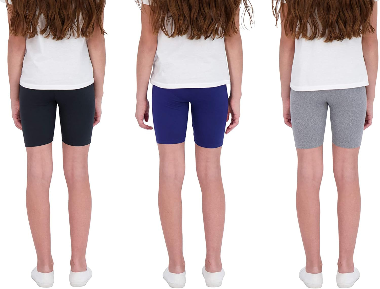 Kids Girls Bike Shorts – Multipack Soft Stretchy Polyester Activewear in Fun Prints & Colors (Sizes 5-16)