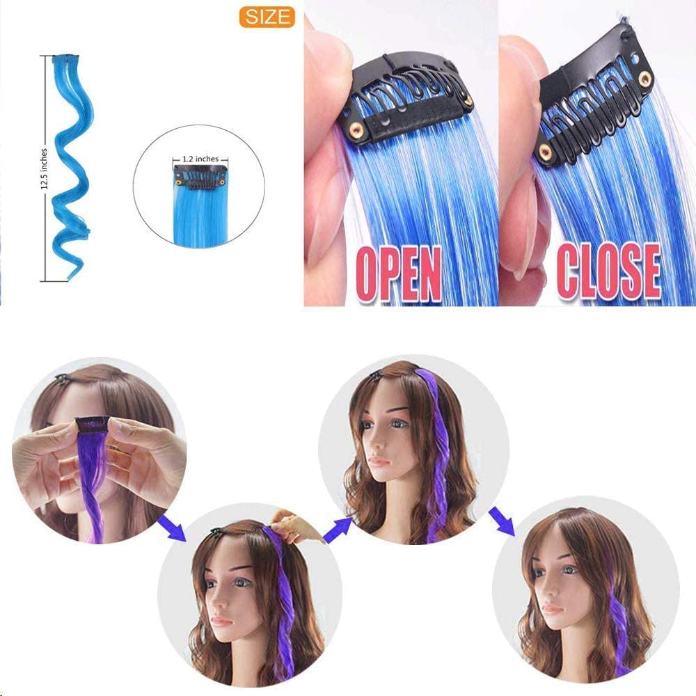 Hair Chalk - New Hair Chalk Comb Temporary Bright Washable Hair Color Dye for Girls Kids with Hair Extensions Clips - Birthday Party Christmas Gifts Toys for Girls Kids Age 6-8-10-12 Years Old