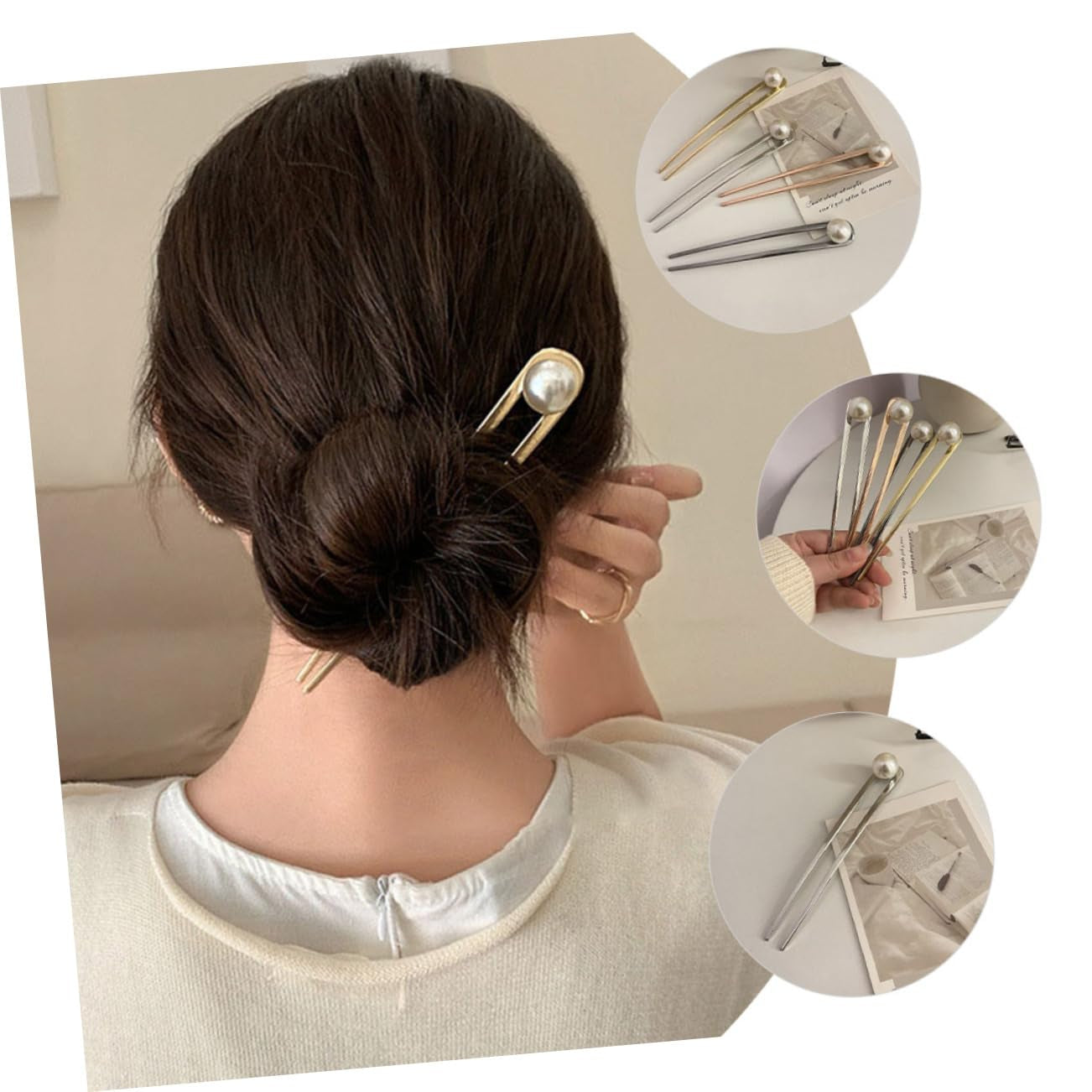 2Pcs Hairpin U-Shaped Hairpin Hair Chopsticks for Women Gold Headpiece Hair Gems for Women Hair Bun Sticks Hair Sticks Bun Hair Fork Hair Forks Women'S Alloy