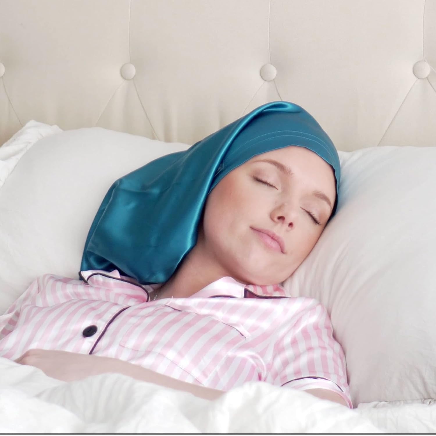 Extra Long (30 Inch) Silk Sleep Bonnet - Night Wrap for Curly, Long Hair - Sleep Cap for All Hair Types