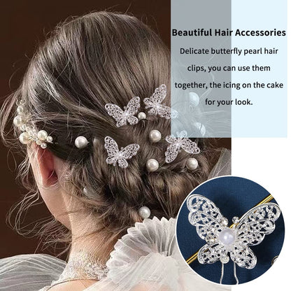 48 Pieces Wedding Hair Comb Hair Pins Set,  Faux Crystal Pearl Bridal Hair Accessories, Rhinestone Bridal Side Combs U-Shaped Butterfly Flower Hair Clips for Women Girls