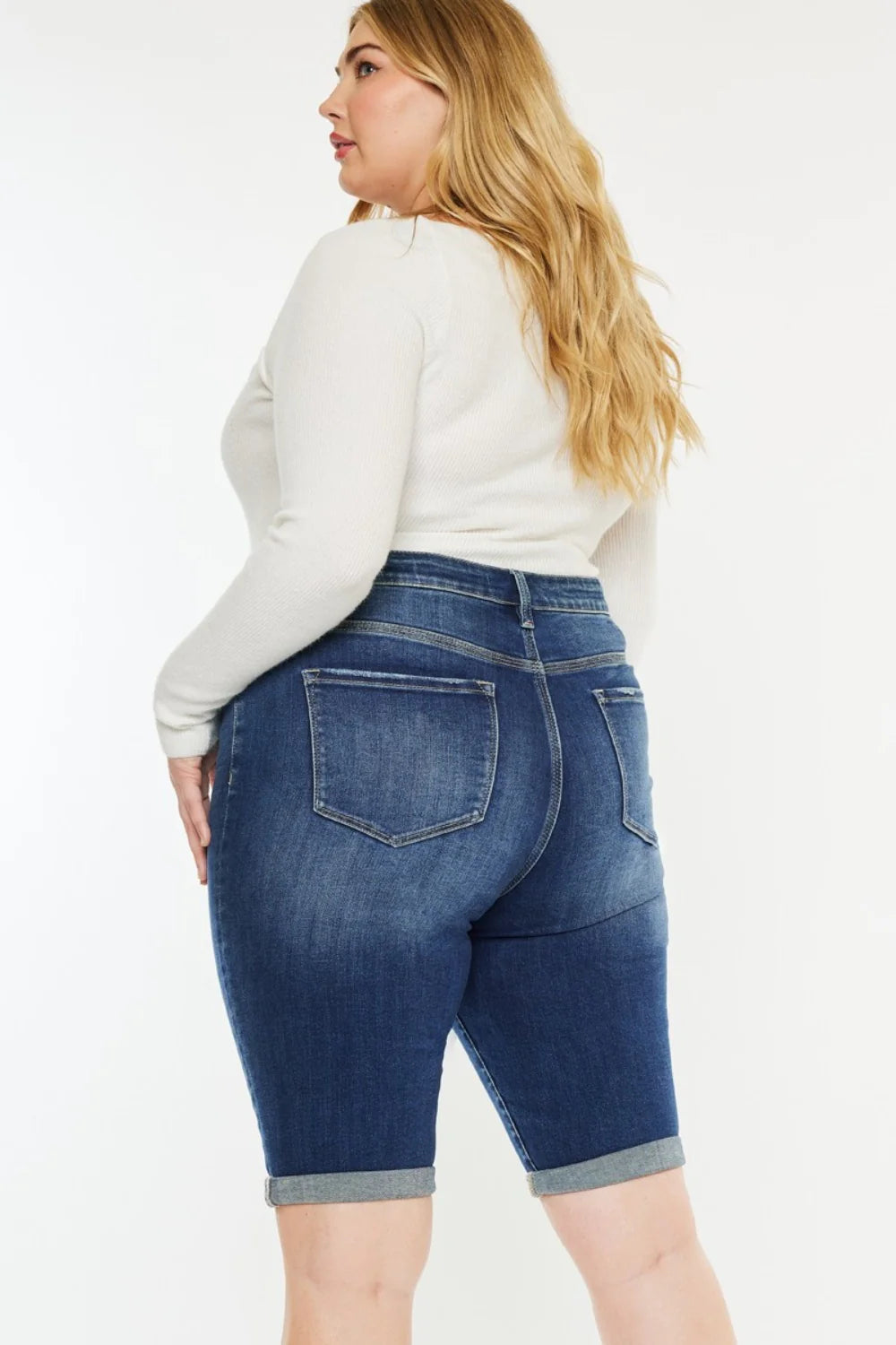 Kancan Full Size Cat'S Whiskers Button Fly Denim Shorts