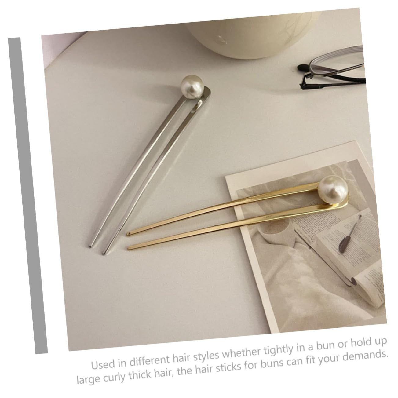 2Pcs Hairpin U-Shaped Hairpin Hair Chopsticks for Women Gold Headpiece Hair Gems for Women Hair Bun Sticks Hair Sticks Bun Hair Fork Hair Forks Women'S Alloy