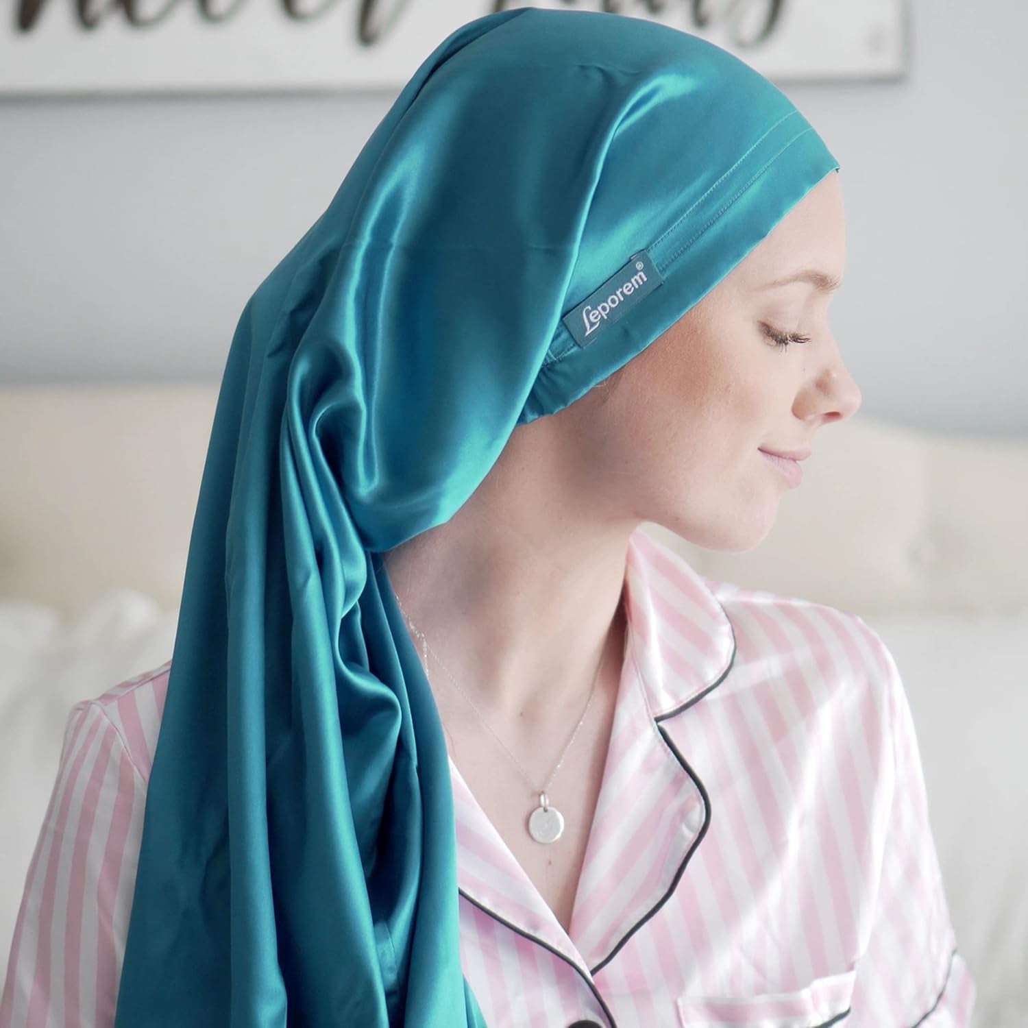 Extra Long (30 Inch) Silk Sleep Bonnet - Night Wrap for Curly, Long Hair - Sleep Cap for All Hair Types