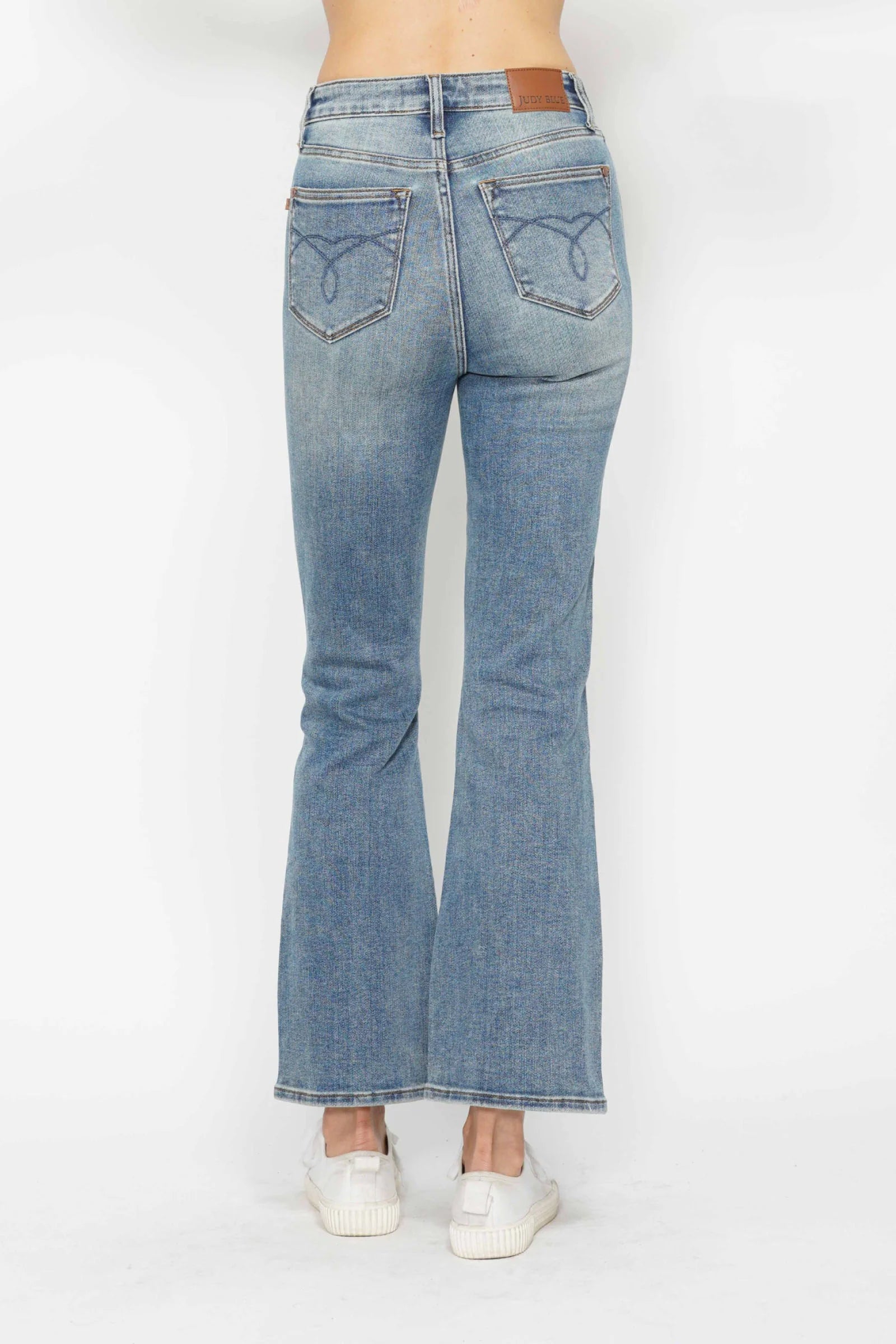Judy Blue Full Size Tummy Control Back Embroidered Pocketed Bootcut Jeans plus Size