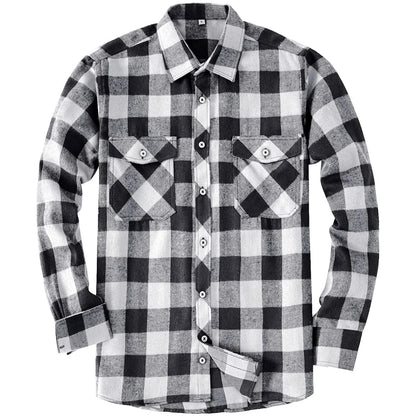 Men'S Button down Regular Fit Long Sleeve Plaid Flannel Casual Shirts