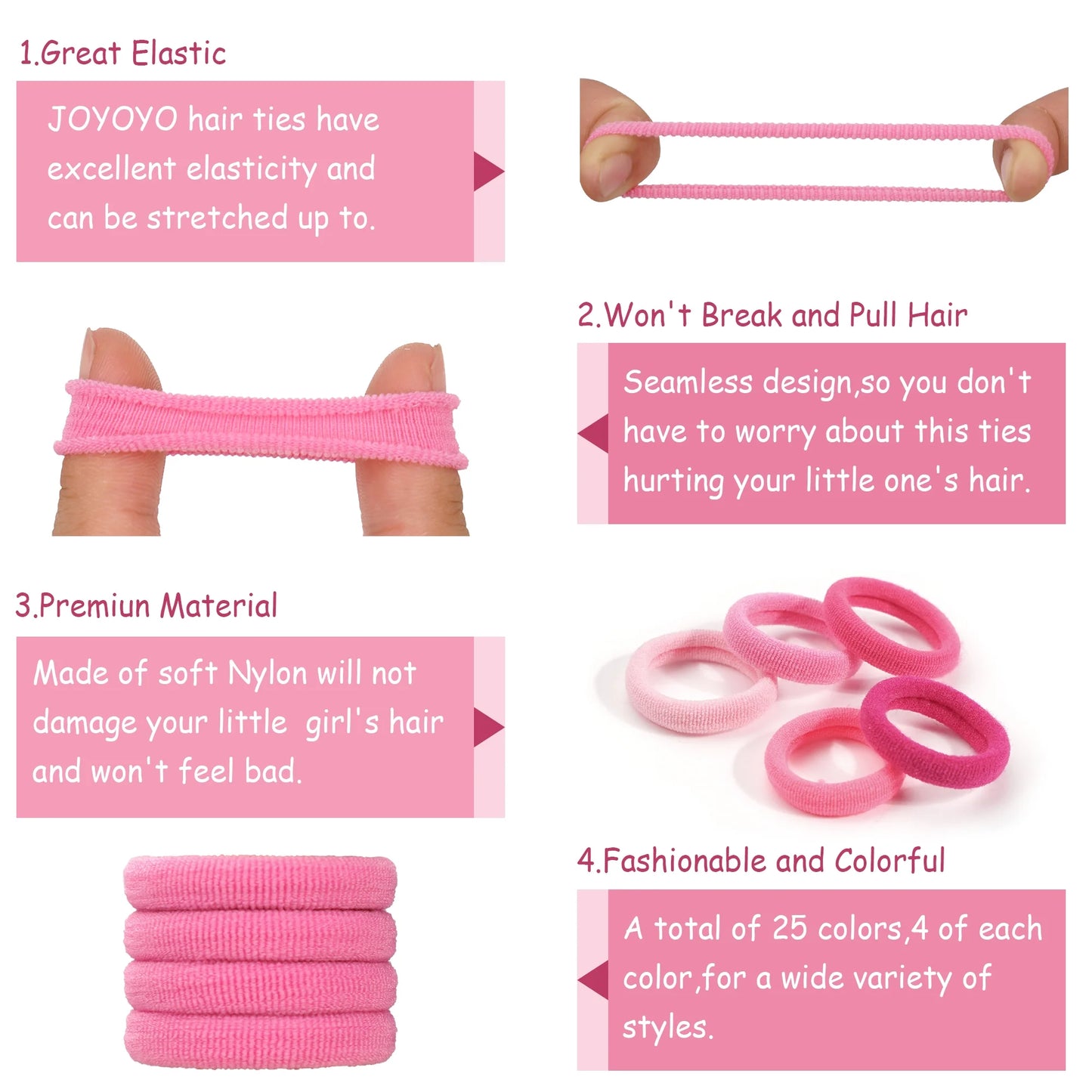 100 Pcs Baby Seamless Hair Ties, Ponytail Holders Hair Accessories No Damage for Hair