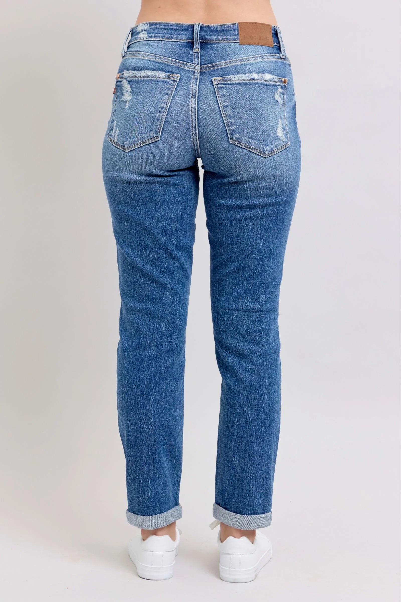 Judy Blue Full Size Button Fly Distressed Jeans with Pockets plus Size