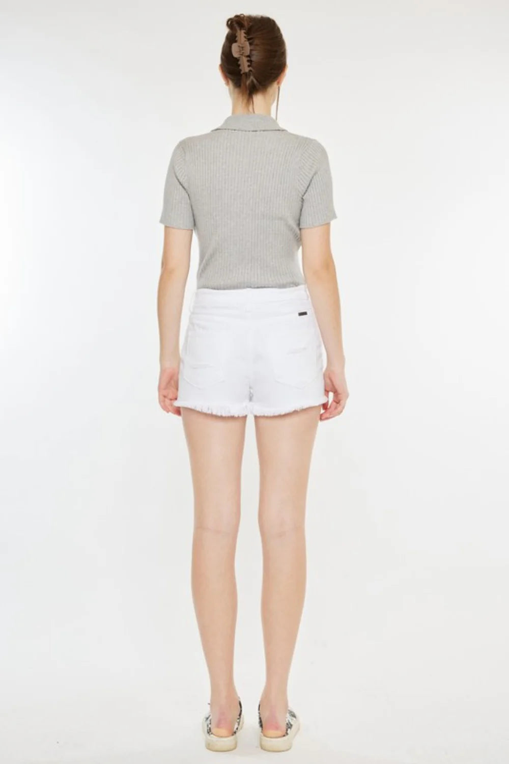 Kancan Raw Hem Distressed Denim Shorts