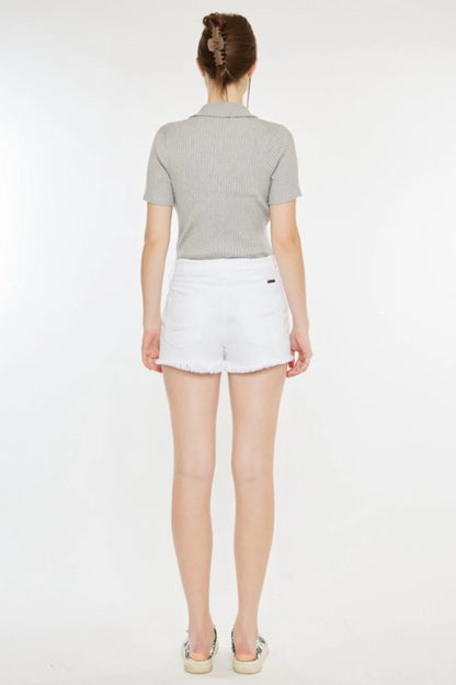 Kancan Raw Hem Distressed Denim Shorts