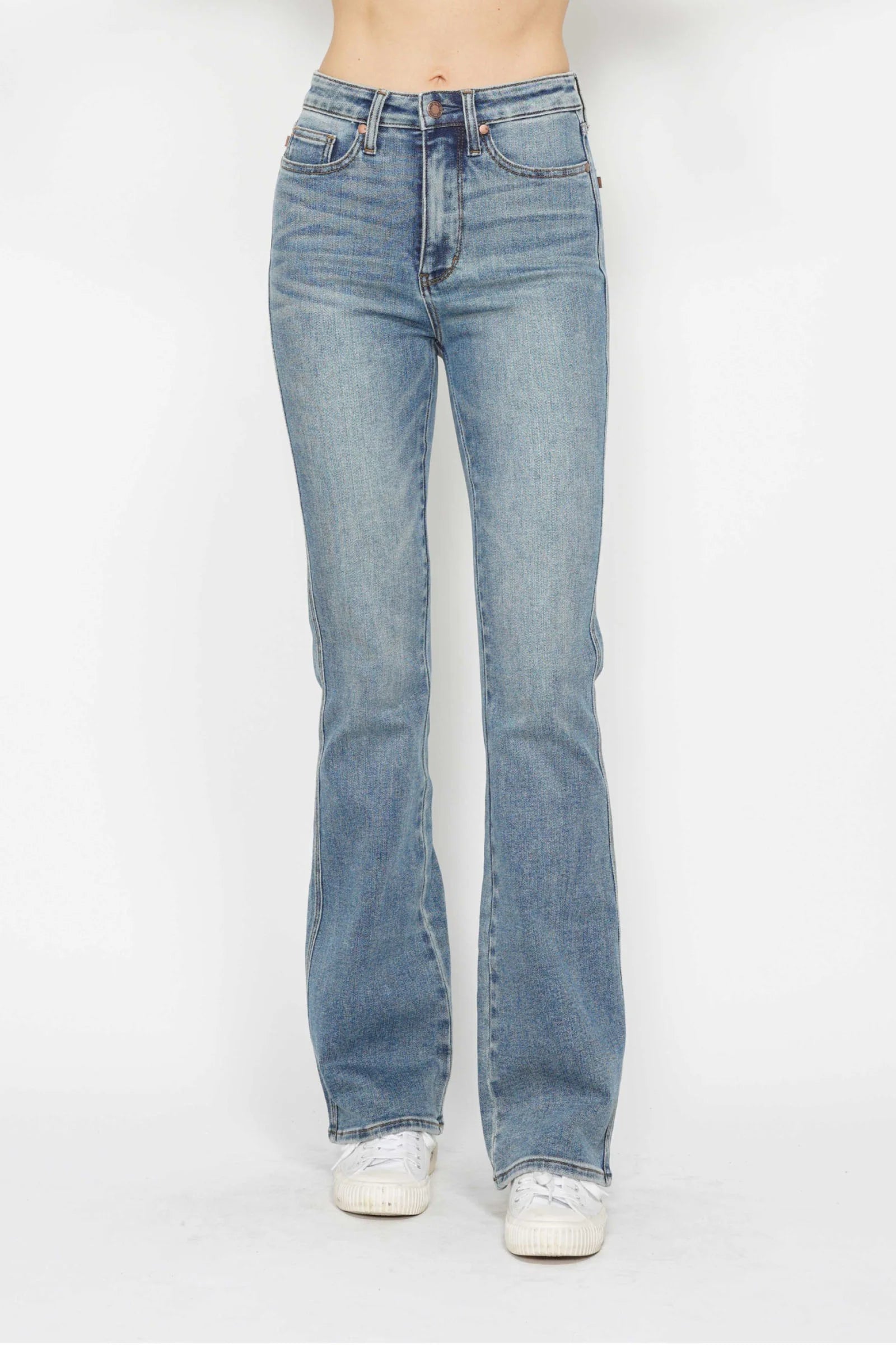 Judy Blue Full Size Tummy Control Back Embroidered Pocketed Bootcut Jeans plus Size