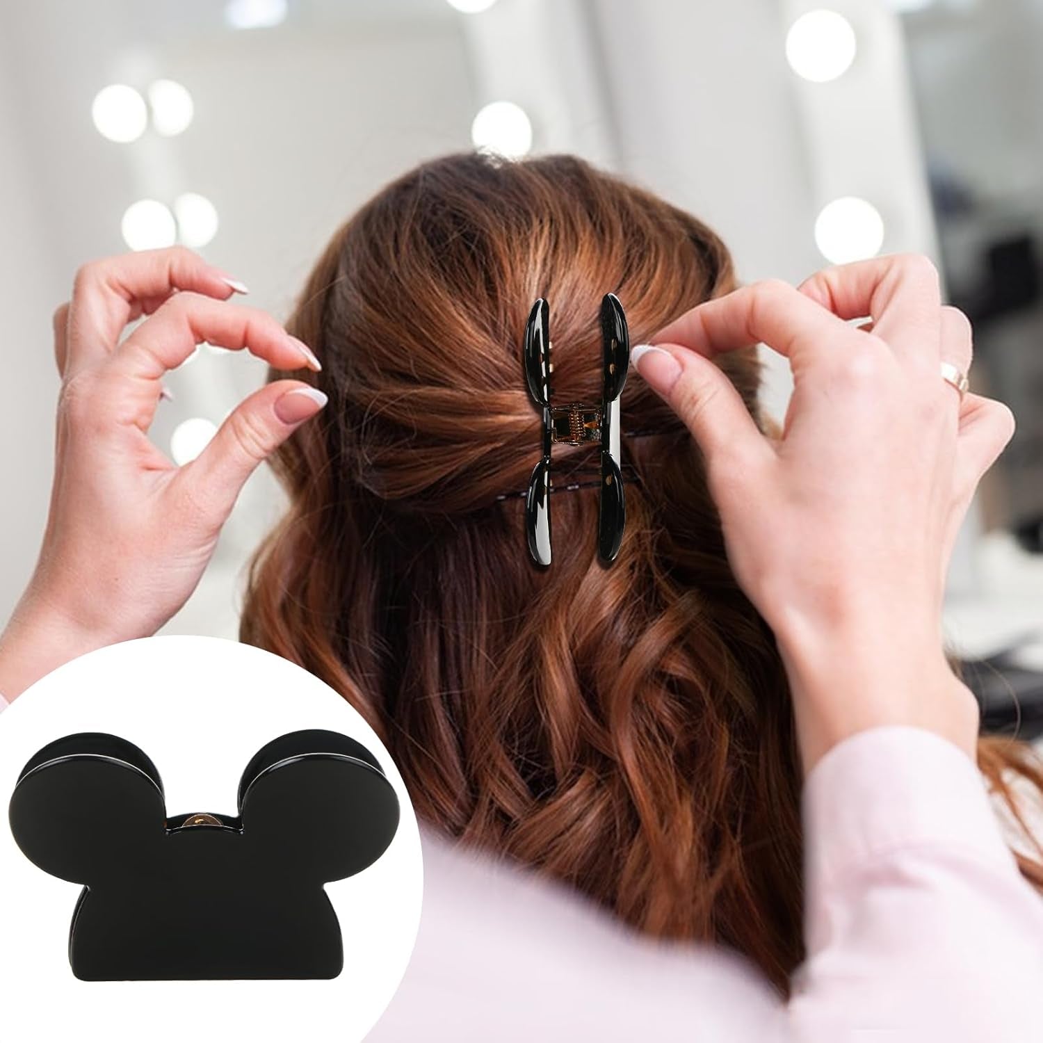 Mouse Ears Hair Claw Clips,  3Pcs Acrylic Mouse Head Hair Clips for Thin Medium Curly Hair Lady Bear Non-Slip Hair Catch Barrette Strong Hold Jaw Clamp Women Fashion Hair Styling Accessories