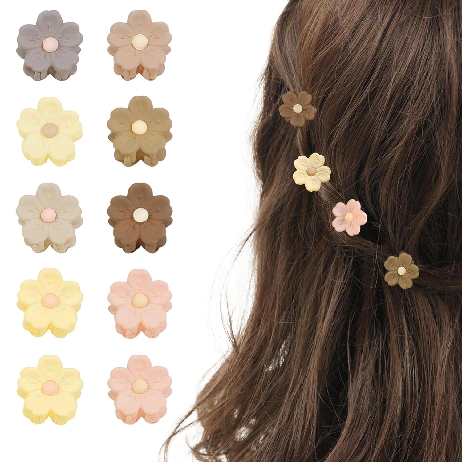20Pcs Small Flower Daisy Hair Clips,  Mini Hair Claw Clips Cute Jaw Clips Hair Pins Hair Barrettes Hair Clips for Women Fine Hair Tiny Flower Hair Accessories for Women